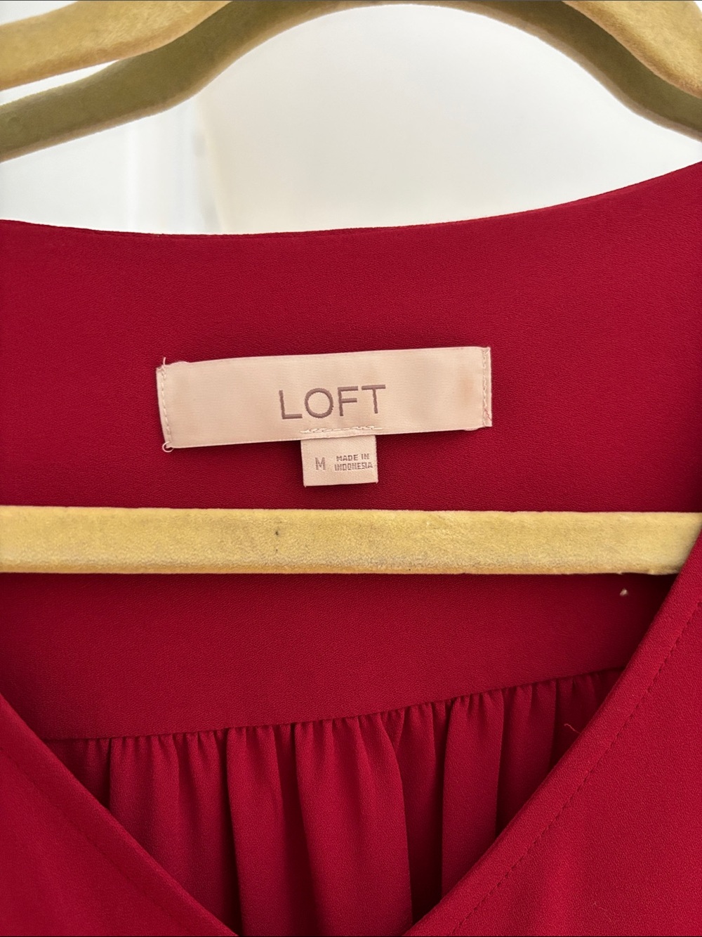 LOFT Red V-Neck Flutter Sleeve Top - Picture 2 of 5